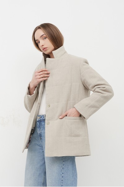 Жакет стьобаний льон екрю (ЖА16)